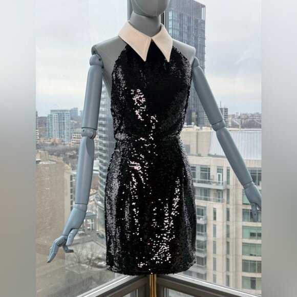 🆕 BRONX & BANCO 🧿 NWOT Wednesday Black Sequin Halterneck Mini Dress Sz XS US 2 - Picture 11 of 14